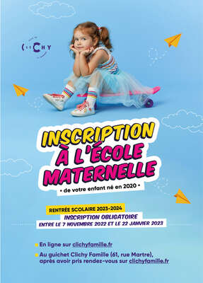 Affiche Inscription école maternelle rentrée 2023