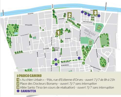 Plan canisites et parcs à chien Clichy