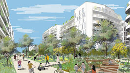 Image d'architecte du futur Ecoquartier Seine Liberté