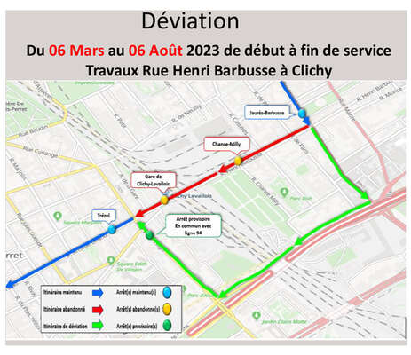 Plan de déviation Bus 174
